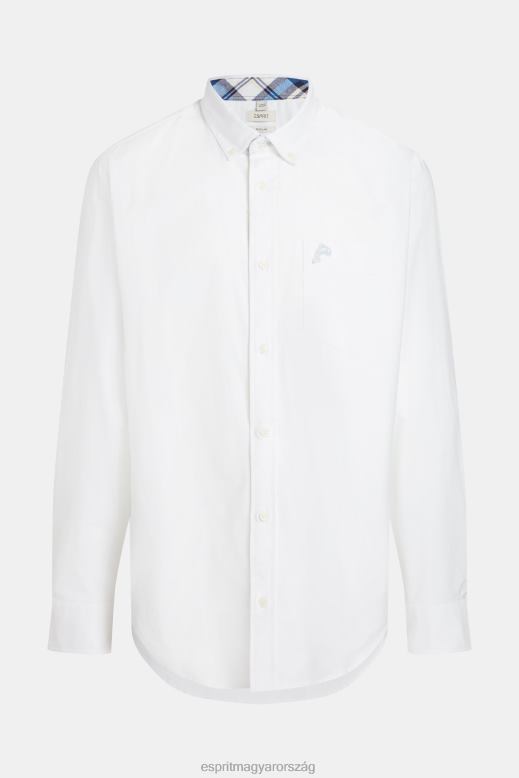 Esprit normál szabású oxford ing férfiak fehér ingek F8HN8799