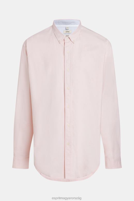 Esprit nyugodt szabású, teljes mintás oxford ing férfiak világos rózsaszín ingek F8HN8796