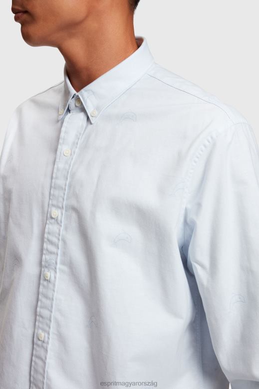 Esprit nyugodt szabású, teljes mintás oxford ing férfiak világoskék ingek F8HN8795