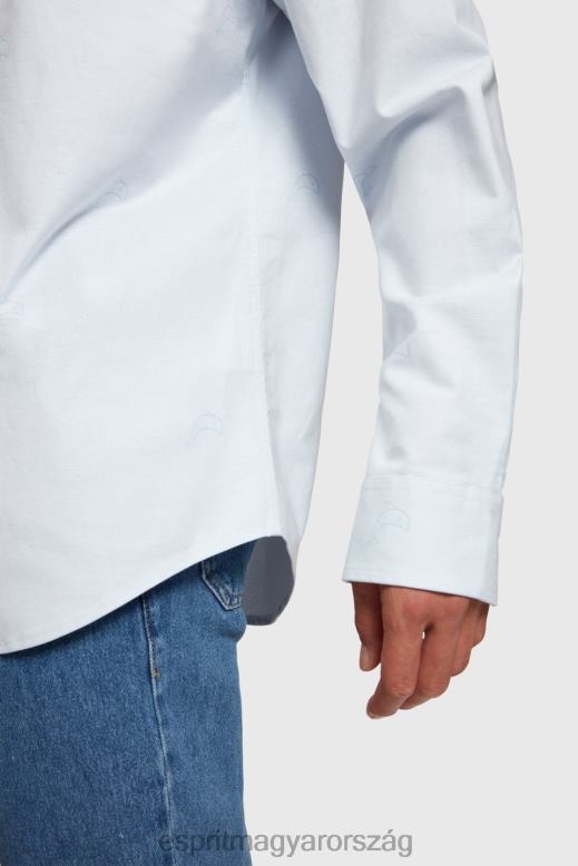 Esprit nyugodt szabású, teljes mintás oxford ing férfiak világoskék ingek F8HN8795