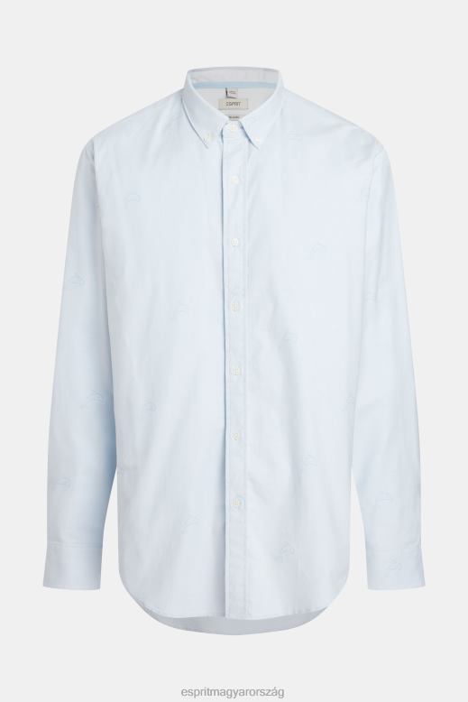 Esprit nyugodt szabású, teljes mintás oxford ing férfiak világoskék ingek F8HN8795