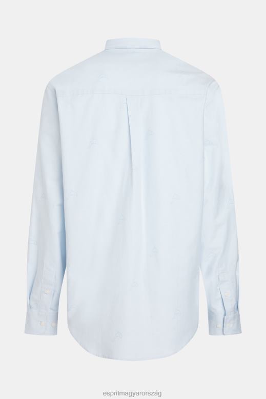Esprit nyugodt szabású, teljes mintás oxford ing férfiak világoskék ingek F8HN8795