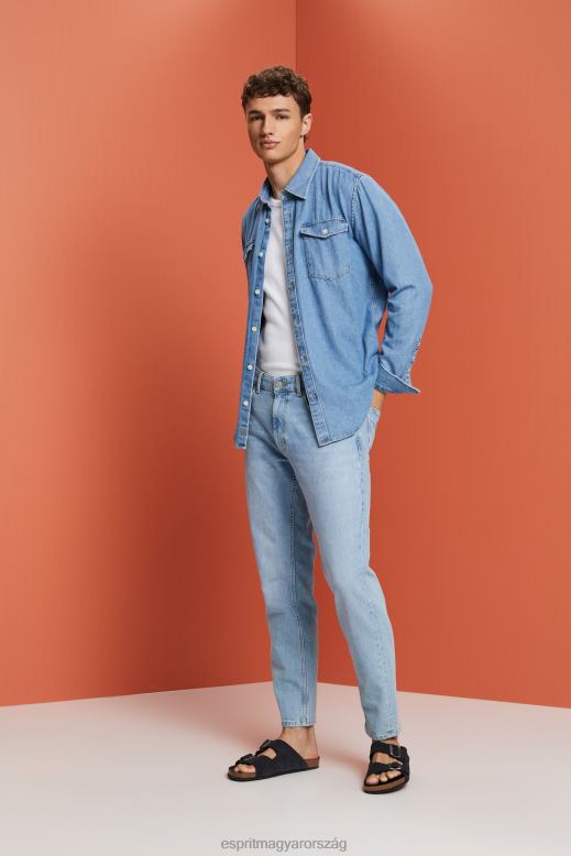 Esprit pamut farmer ing férfiak kék fényű mosás ingek F8HN8732