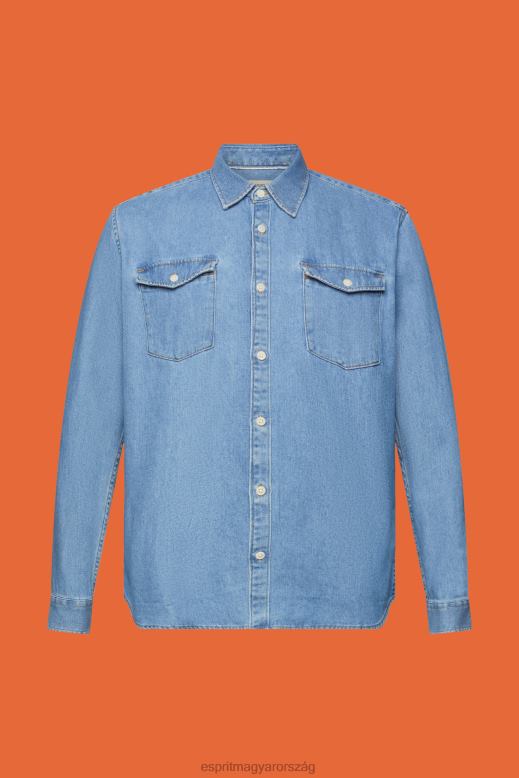 Esprit pamut farmer ing férfiak kék fényű mosás ingek F8HN8732