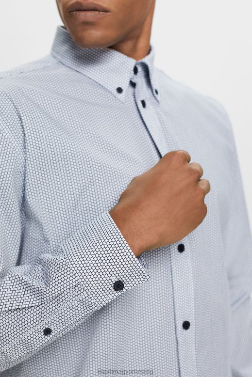 Esprit pamut poplin ing férfiak haditengerészet ingek F8HN8575