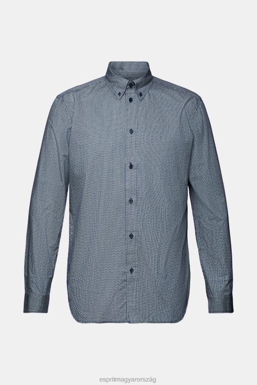 Esprit pamut poplin ing férfiak szürke kék ingek F8HN8576