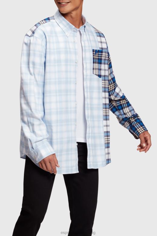 Esprit vegyes kockás patchwork flanel ing férfiak kék ingek F8HN8789