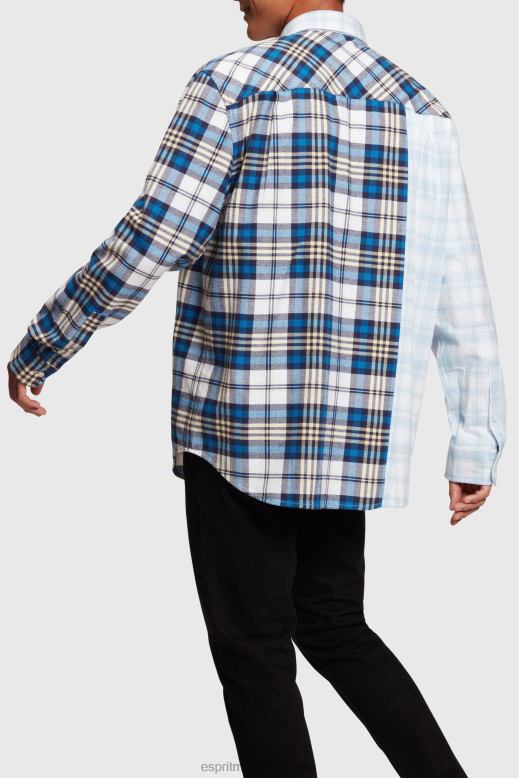 Esprit vegyes kockás patchwork flanel ing férfiak kék ingek F8HN8789