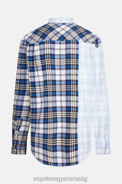 Esprit vegyes kockás patchwork flanel ing férfiak kék ingek F8HN8789