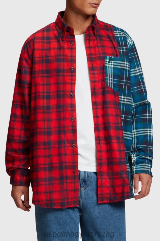 Esprit vegyes kockás patchwork flanel ing férfiak piros ingek F8HN8790