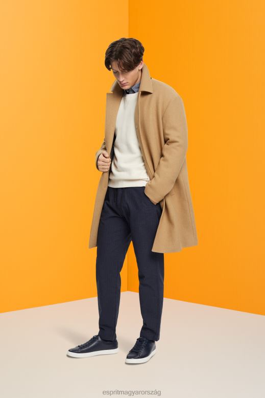 Esprit csíkos nadrág húzózsinóros derékpánttal férfiak sötétkék nadrág és nadrág F8HN8816