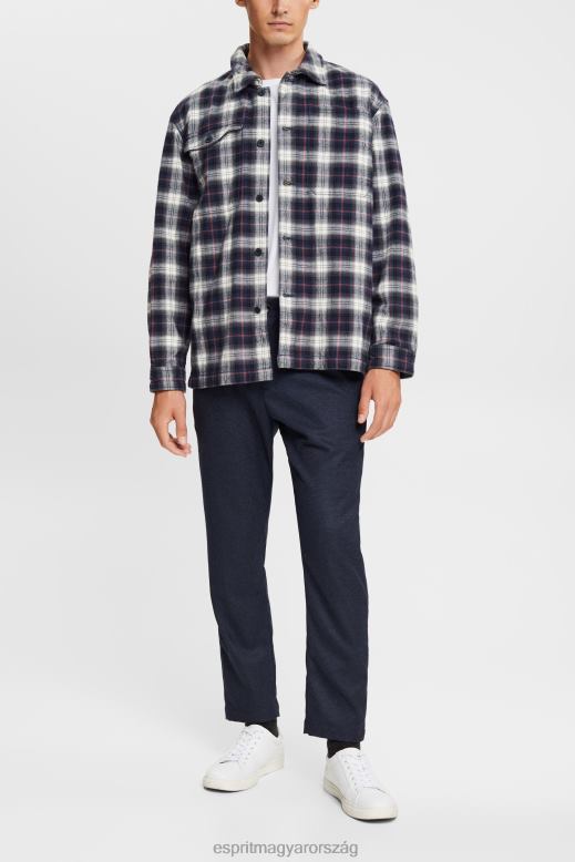 Esprit texturált öltönynadrág férfiak sötétkék nadrág és nadrág F8HN8880