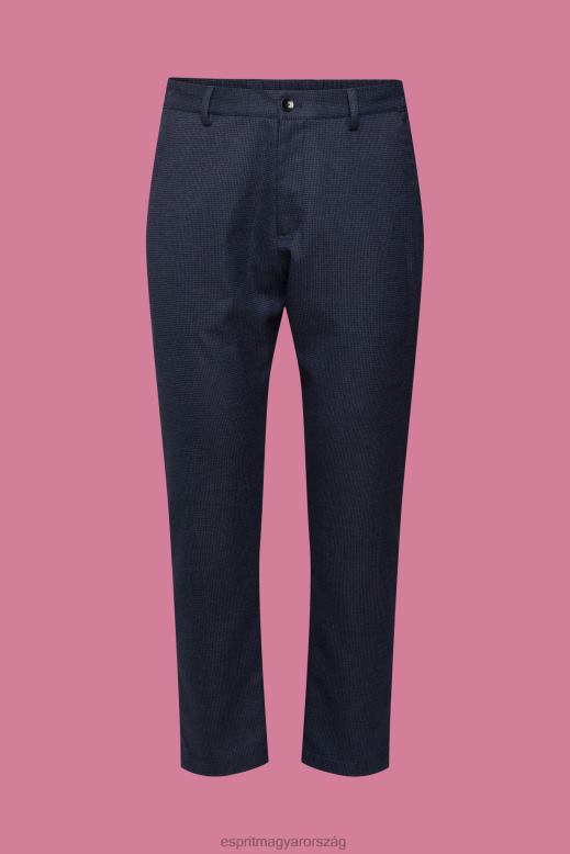 Esprit texturált öltönynadrág férfiak sötétkék nadrág és nadrág F8HN8880