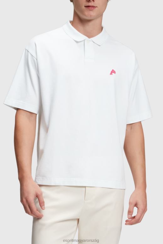 Esprit delfin tenisz klub nyugodt póló férfiak fehér póló F8HN8877
