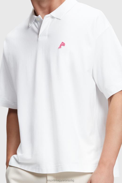 Esprit delfin tenisz klub nyugodt póló férfiak fehér póló F8HN8877