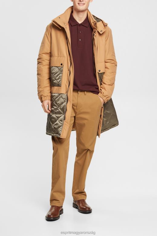 Esprit hosszú ujjú póló férfiak bordói vörös póló F8HN8821