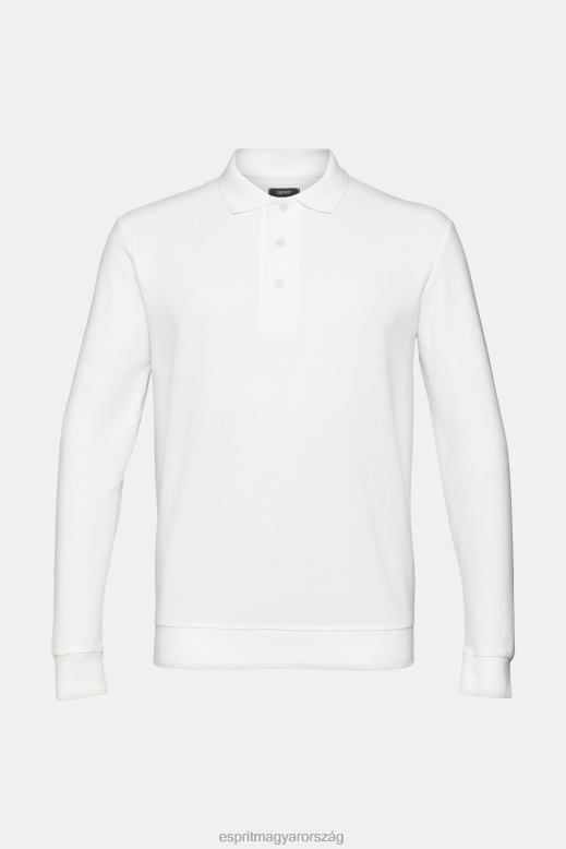 Esprit hosszú ujjú piké póló férfiak törtfehér póló F8HN8951