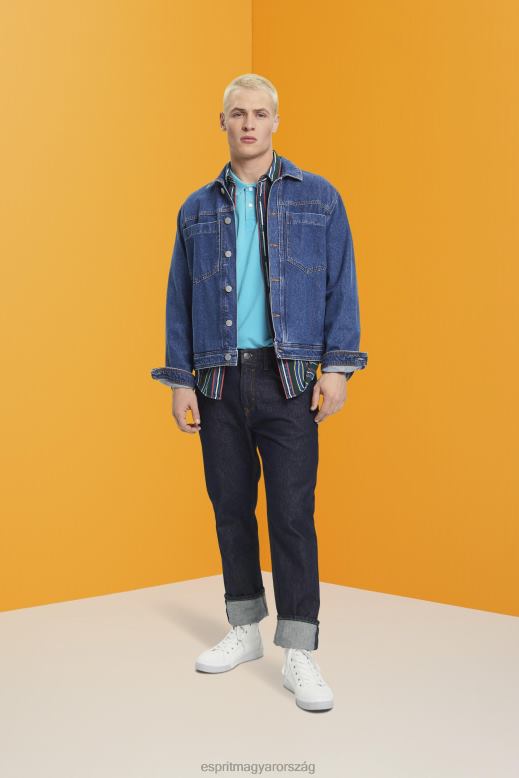 Esprit kőbe mosott pamut piké pólóing férfiak aqua zöld póló F8HN8708