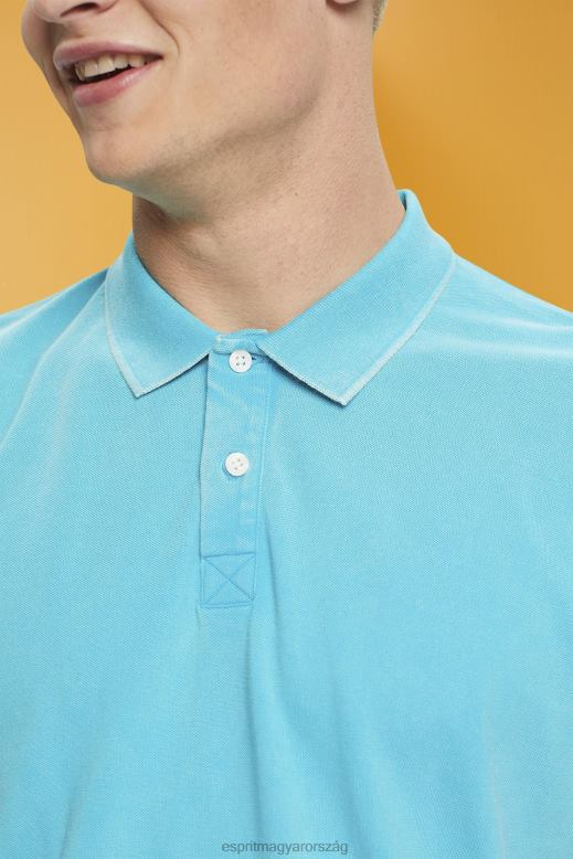 Esprit kőbe mosott pamut piké pólóing férfiak aqua zöld póló F8HN8708