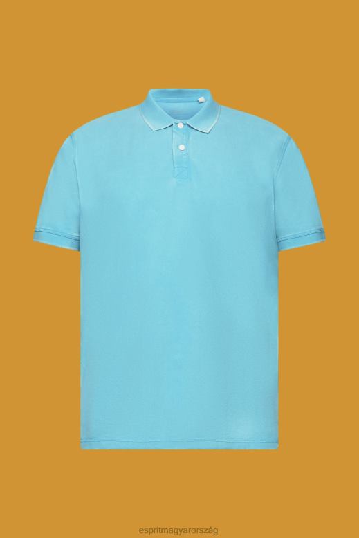 Esprit kőbe mosott pamut piké pólóing férfiak aqua zöld póló F8HN8708