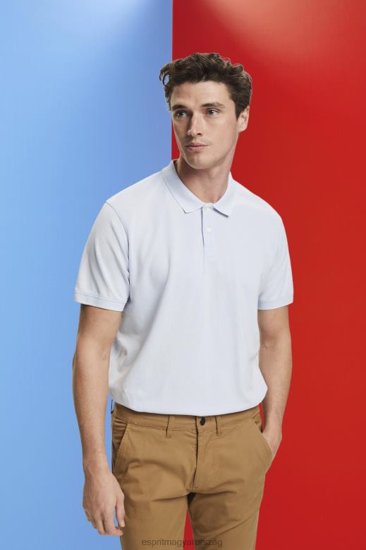 Esprit kőbe mosott pamut piké pólóing férfiak pasztell kék póló F8HN8709