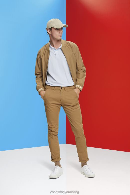 Esprit kőbe mosott pamut piké pólóing férfiak pasztell kék póló F8HN8709