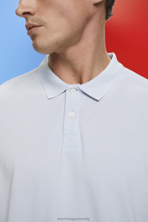 Esprit kőbe mosott pamut piké pólóing férfiak pasztell kék póló F8HN8709