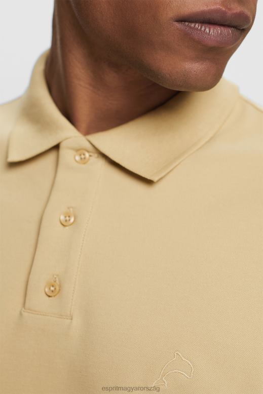 Esprit pamuthálós pólóing férfiak halvány khaki póló F8HN8568