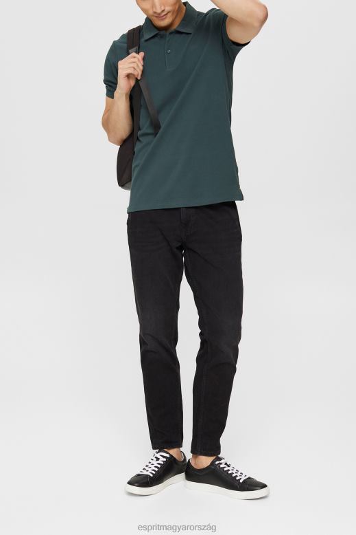 Esprit pima pamut piké pólóing férfiak pávakék póló F8HN8927