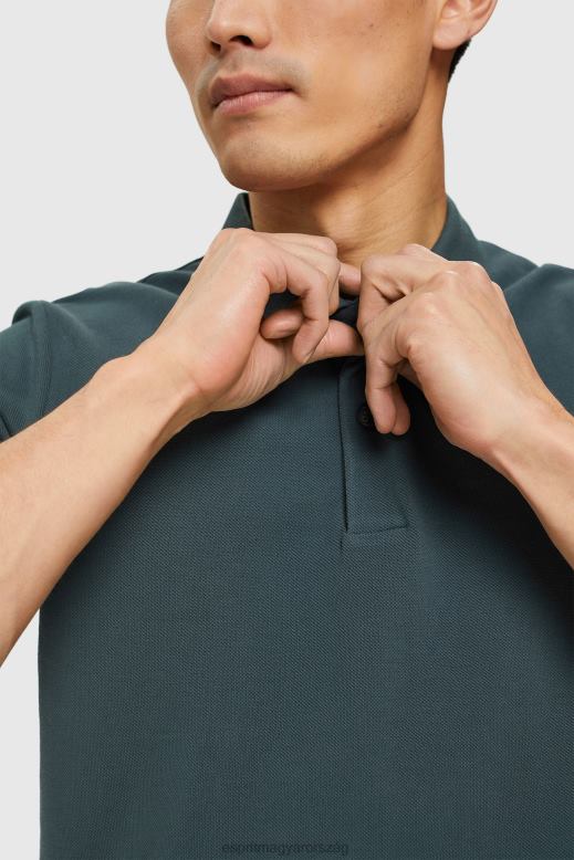 Esprit pima pamut piké pólóing férfiak pávakék póló F8HN8927