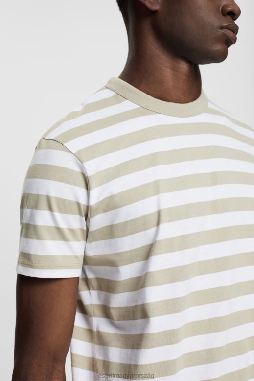 Esprit csíkos crewneck póló férfiak poros zöld pólók F8HN8768