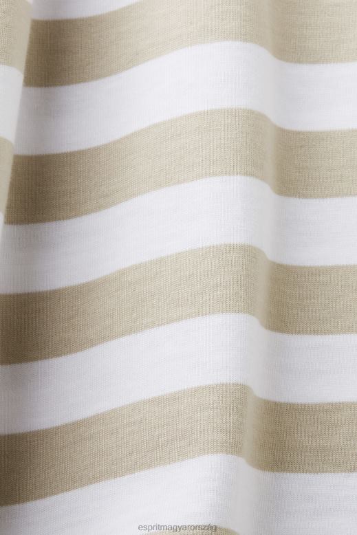 Esprit csíkos crewneck póló férfiak poros zöld pólók F8HN8768