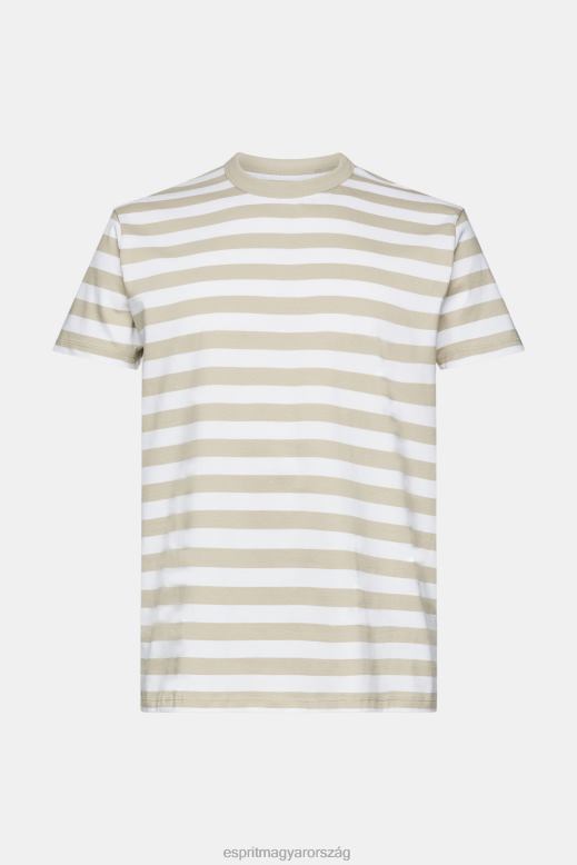 Esprit csíkos crewneck póló férfiak poros zöld pólók F8HN8768