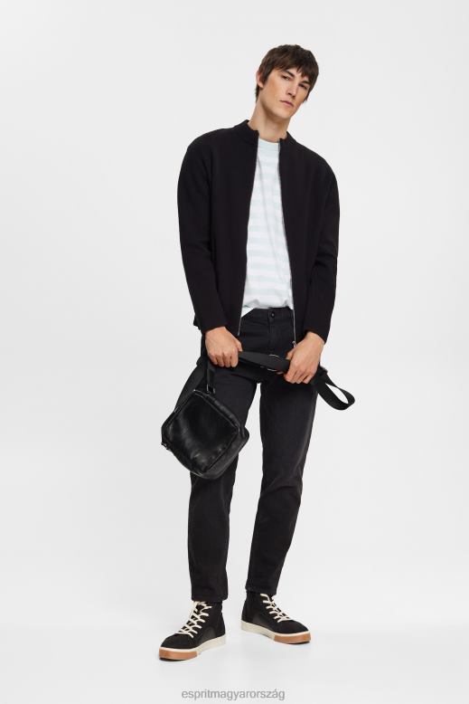 Esprit csíkos crewneck póló férfiak világos aqua zöld pólók F8HN8770