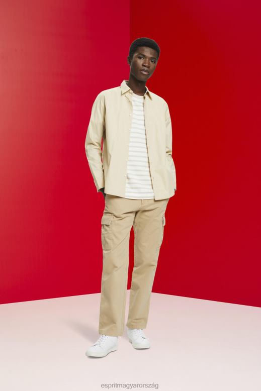 Esprit csíkos fenntartható pamut póló férfiak világos szürkés pólók F8HN8704