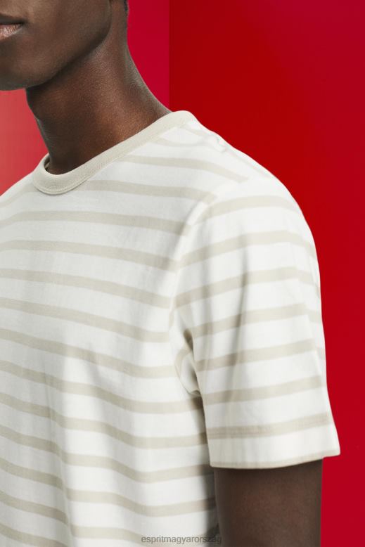 Esprit csíkos fenntartható pamut póló férfiak világos szürkés pólók F8HN8704