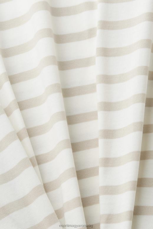 Esprit csíkos fenntartható pamut póló férfiak világos szürkés pólók F8HN8704