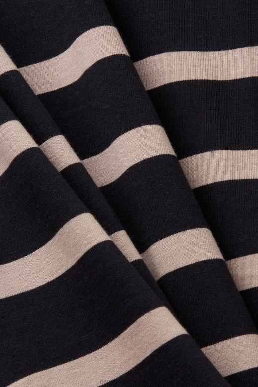 Esprit csíkos jersey póló, 100% pamut férfiak fekete pólók F8HN8590