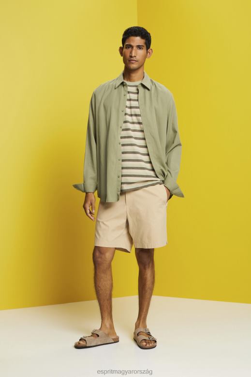 Esprit csíkos jersey póló, 100% pamut férfiak világos zöld pólók F8HN8735