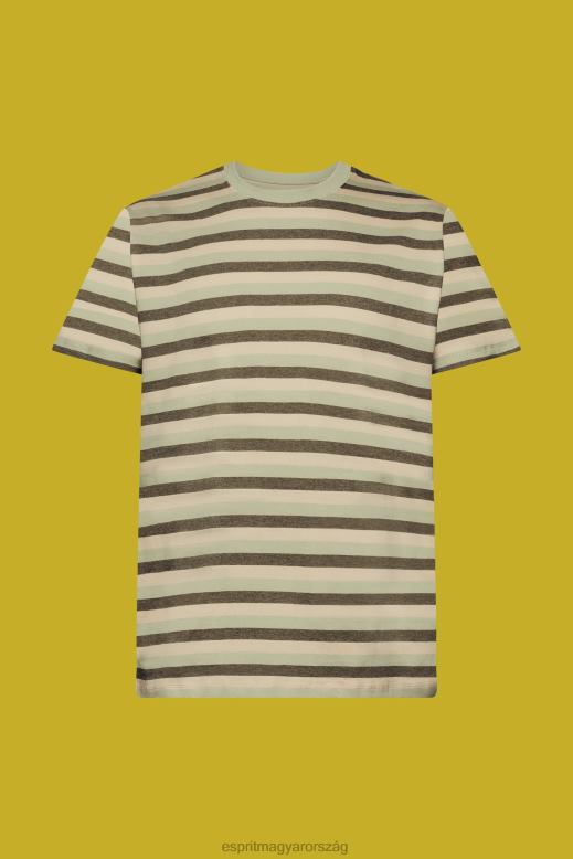 Esprit csíkos jersey póló, 100% pamut férfiak világos zöld pólók F8HN8735