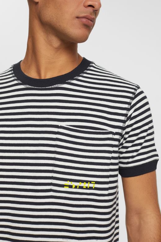 Esprit csíkos kötött póló férfiak fekete pólók F8HN8898
