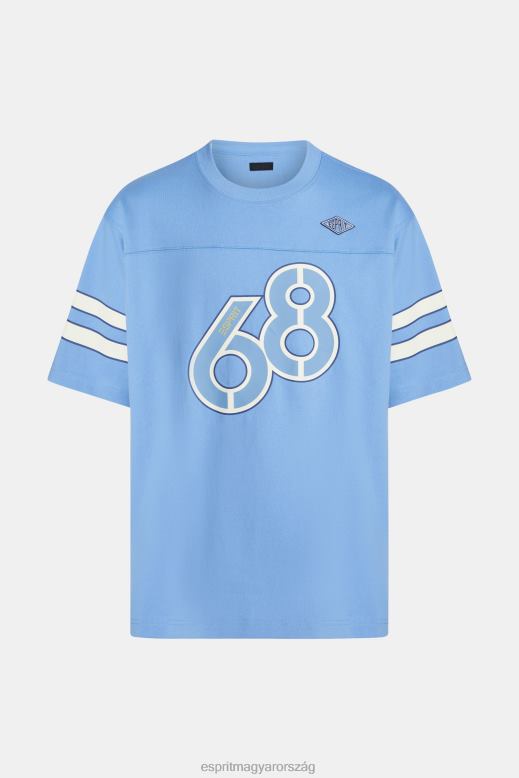 Esprit csíkos ujjú grafikus nyomat póló férfiak világoskék levendula pólók F8HN8807