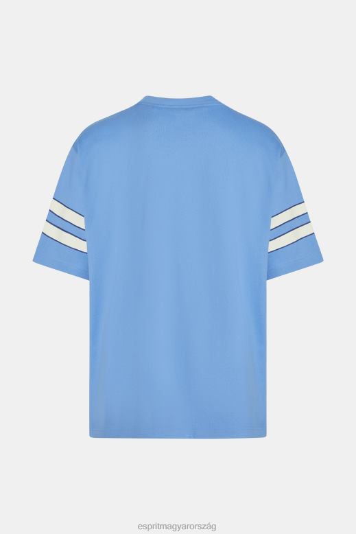 Esprit csíkos ujjú grafikus nyomat póló férfiak világoskék levendula pólók F8HN8807