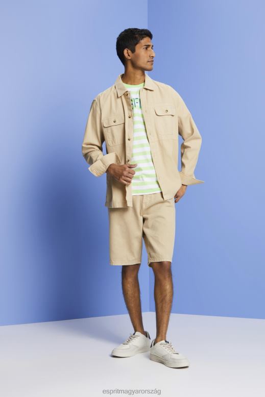 Esprit fenntartható pamut csíkos póló férfiak citrus zöld pólók F8HN8742