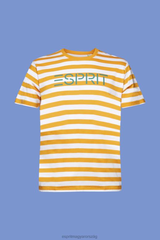 Esprit fenntartható pamut csíkos póló férfiak narancs pólók F8HN8745