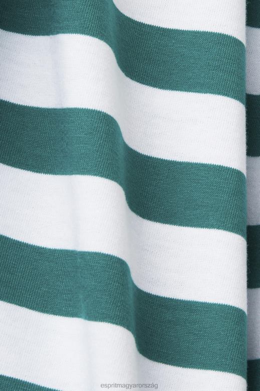 Esprit fenntartható pamut csíkos póló férfiak smaragd zöld pólók F8HN8741