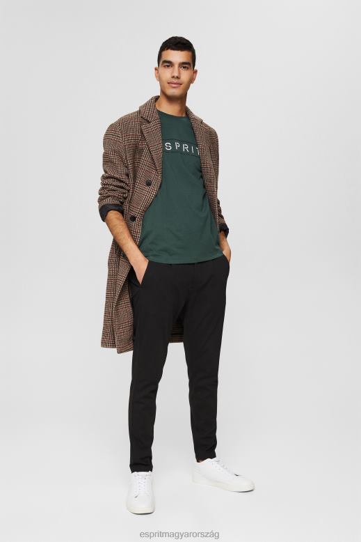 Esprit jersey logós póló, 100% pamut férfiak pávakék pólók F8HN8734