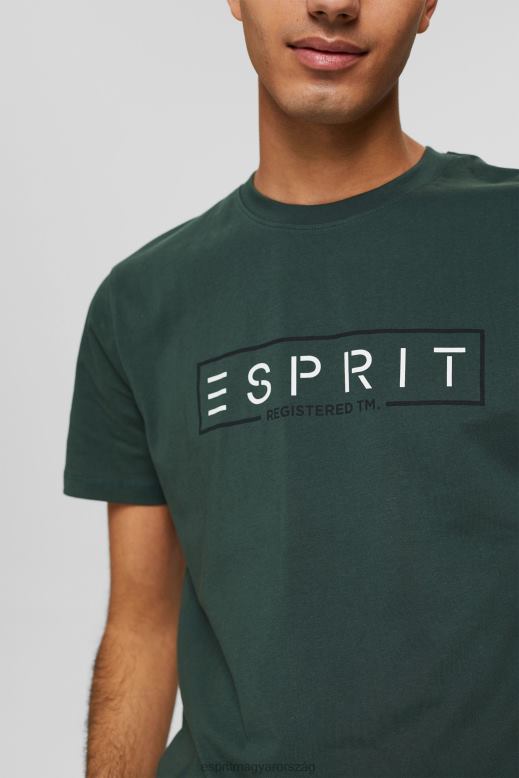 Esprit jersey logós póló, 100% pamut férfiak pávakék pólók F8HN8734