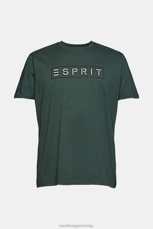 Esprit jersey logós póló, 100% pamut férfiak pávakék pólók F8HN8734