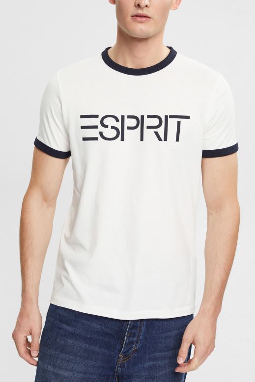 Esprit jersey logóval nyomtatott póló férfiak törtfehér pólók F8HN8949